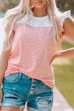 Flutter Shoulder Striped Print Tank Top