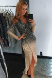 Ombre Sequin Wrapped Ruched Irregular Dress