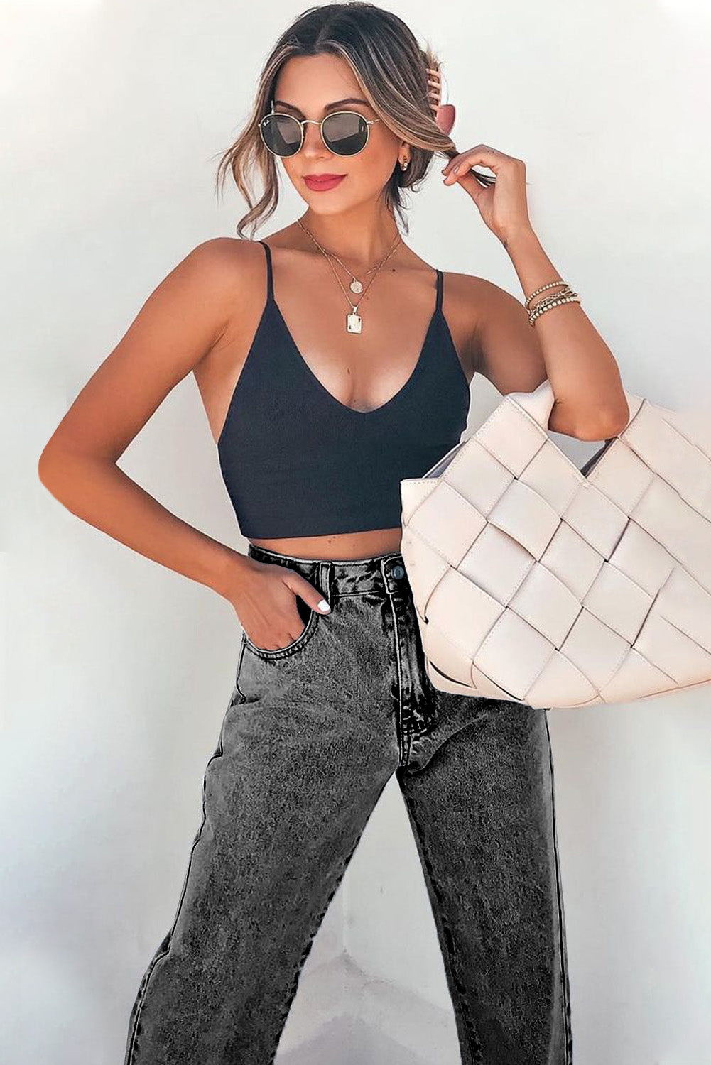 High Rise Slit Anklet Flare Jeans