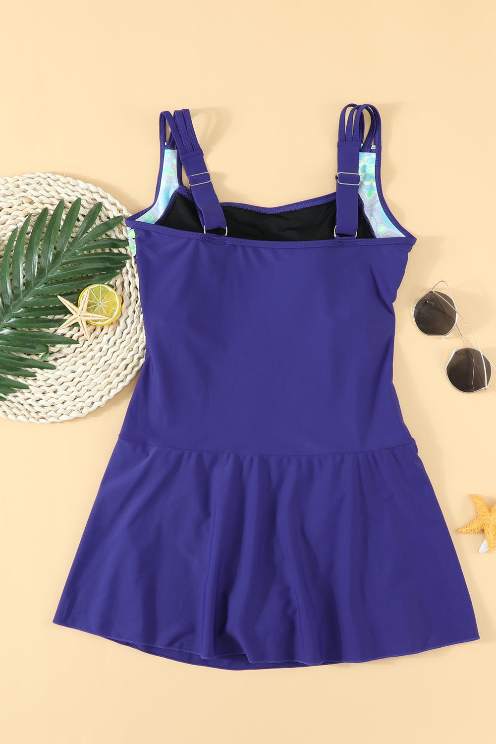 Floral Print Accent One-piece Swimdress