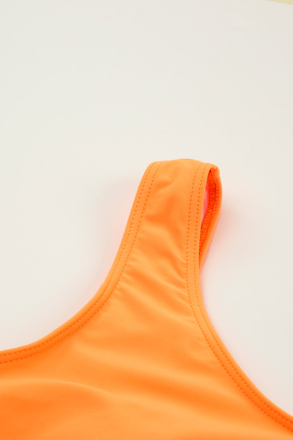 One-shoulder Self-tie Floral Bottom Two-piece Bikini Set