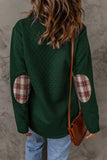 Geometric Texture Plaid Trim Sweatshirt