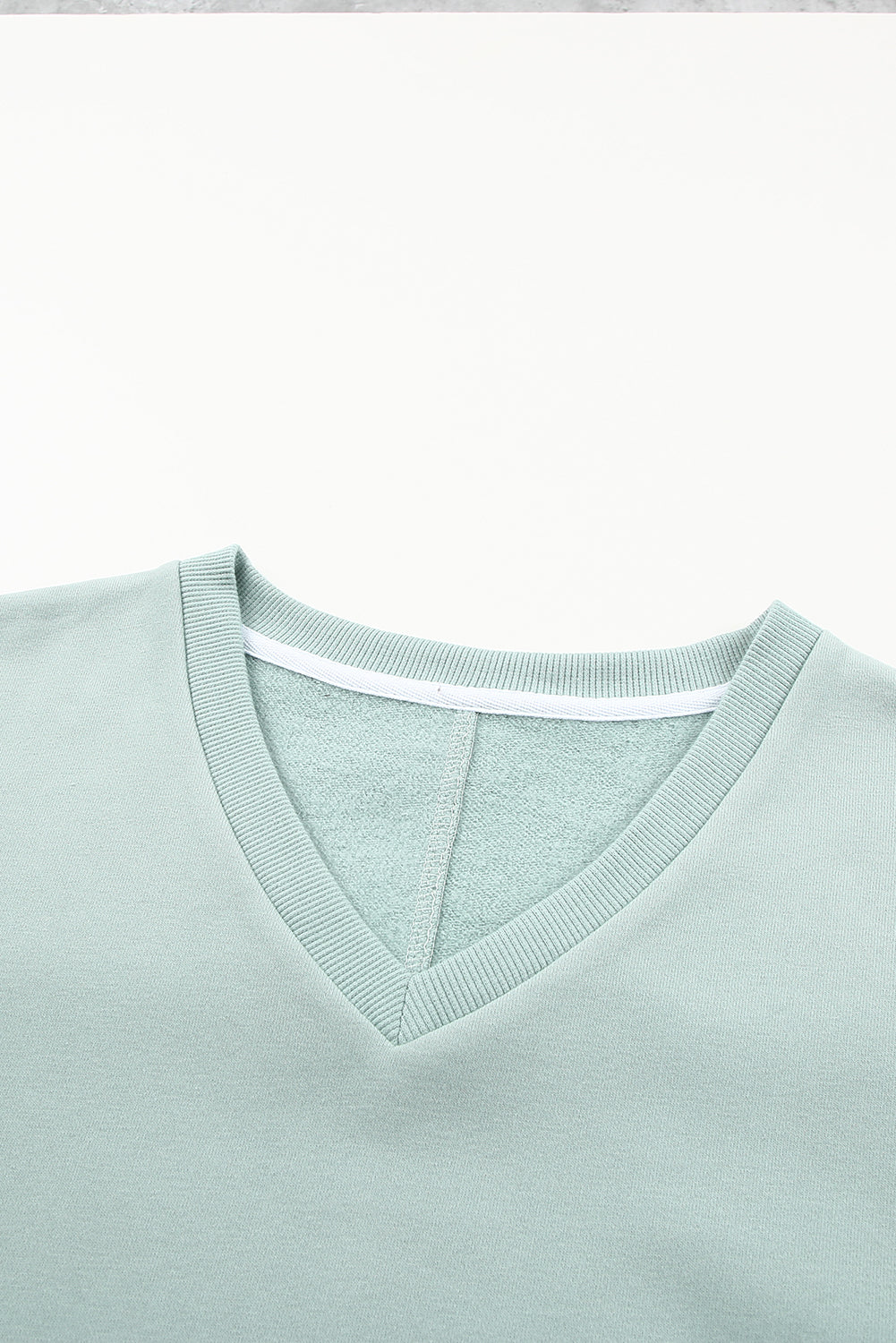 V Neck Drop Shoulder Sweatshirt with Pocket