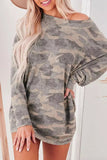 Camouflage Long Sleeve Mini Dress