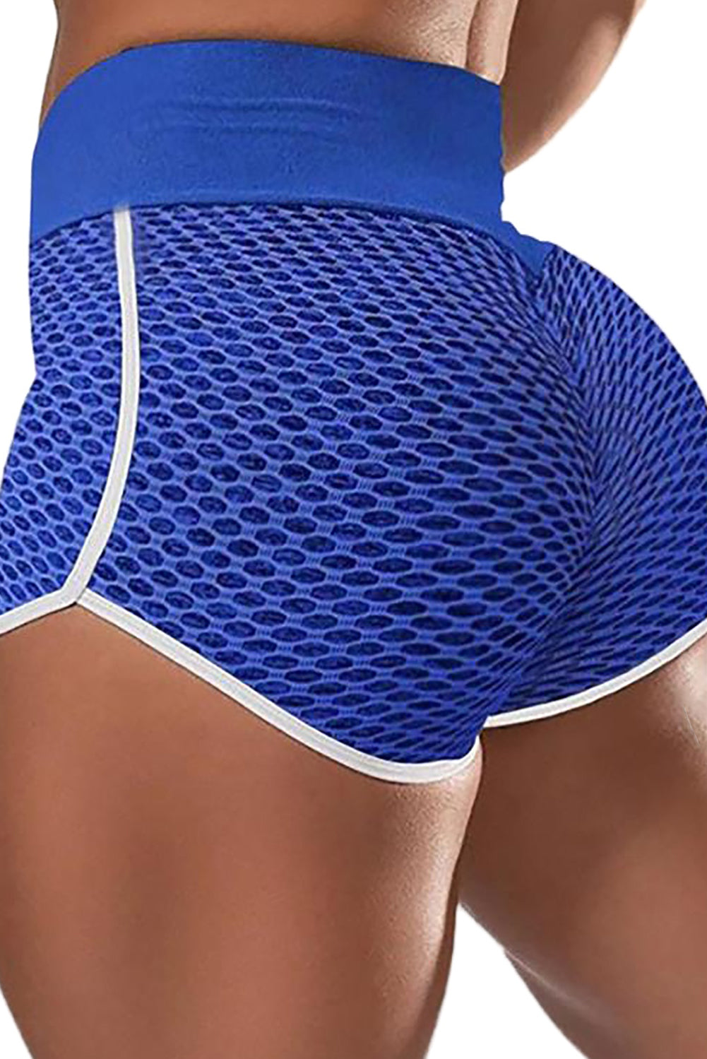 High Waist Honeycomb Contrast Stripes Butt Lifting Yoga Shorts