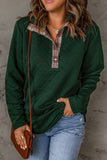 Geometric Texture Plaid Trim Sweatshirt