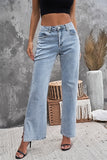 High Rise Slit Anklet Flare Jeans