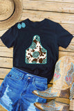 Solid Gray Turquoise Cow Ox Horn Tag Graphic Tee