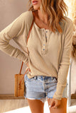 Waffle Knit Henley Top