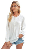 Button V Neck Single-Breasted Blouse