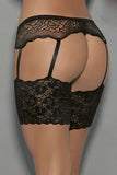 Black Lace Over The Top Garter Belt with Thong