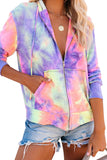 Multicolor Tie-dye Pocket Zip Up Hoodie