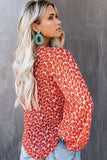 Boho Print Balloon Sleeve Blouse
