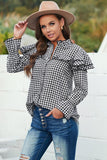 Plaid Button Ruffle Shirt