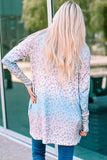 color Gradient Leopard Open Front Cardigan