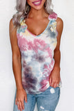Tie Dye Ruffled V-Neck Tank