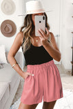 Cotton Blend Pocketed High Rise Shorts