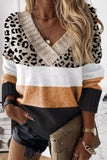 Leopard Color Block Long Sleeve Sweater