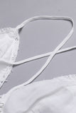 Lace Splicing Criss Cross Lace-up V Neck Cami Dress
