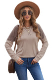 Khaki Color Block Raglan Sleeve Top