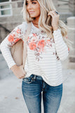 Floral Striped Print Long Sleeve Top