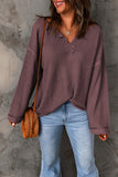 Waffle Knit Loose Long Sleeve Top