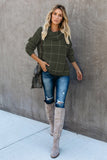 Beige Grid Pattern Turtleneck Sweater
