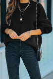 Plain Drop-shoulder Pullover Sweatshirt /Black/Green
