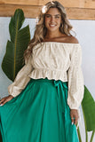 Off The Shoulder Eyelet Crop Top