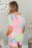 Tie Dye T Shirt and Drawstring Shorts Lounge Set