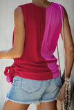 and Rose Colorblock Drape Tie Tank Top