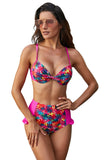Underwire Floral Print High Waist Bikini