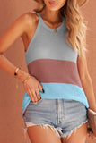 Color Block Striped Knit Tank Top