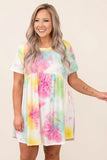 Tie Dye Crewneck Short Sleeve Casual Plus Size Dress