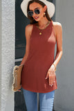 Solid Ribbed Knit Slim-fit Tank