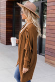 Waffle Knit Open Front Rounded Hem Cardigan