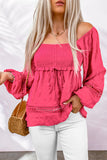 Eyelet Insert Textured Babydoll Top