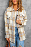 Gray Plaid Print Pocket Women Shacket