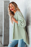 Green Frayed Boyfriend Corduroy Shacket