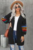 Striped Balloon Sleeve Cardigan