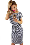 Stripes Pocketed T-shirt Dress with Belt