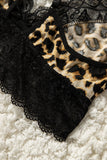 Cheetah Print Crochet Lace Backless Cami Set