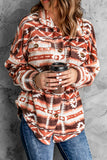 Pink Tribal Print Pocket Buttoned Sherpa Jacket