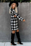 Gingham Balloon Sleeve Sweater Dress