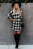 Gingham Balloon Sleeve Sweater Dress