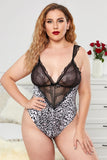 Plus Size Lace Bralette Leopard Teddy