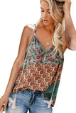 Multicolor Spaghetti Straps V Neck Print Tank Top