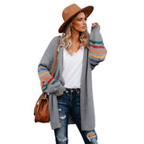 Striped Balloon Sleeve Cardigan