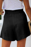 Beige Tie Waist Casual Shorts with Pockets