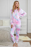 Shut-eye Pocketed Tie-dye Knit Hooded Joggers Set
